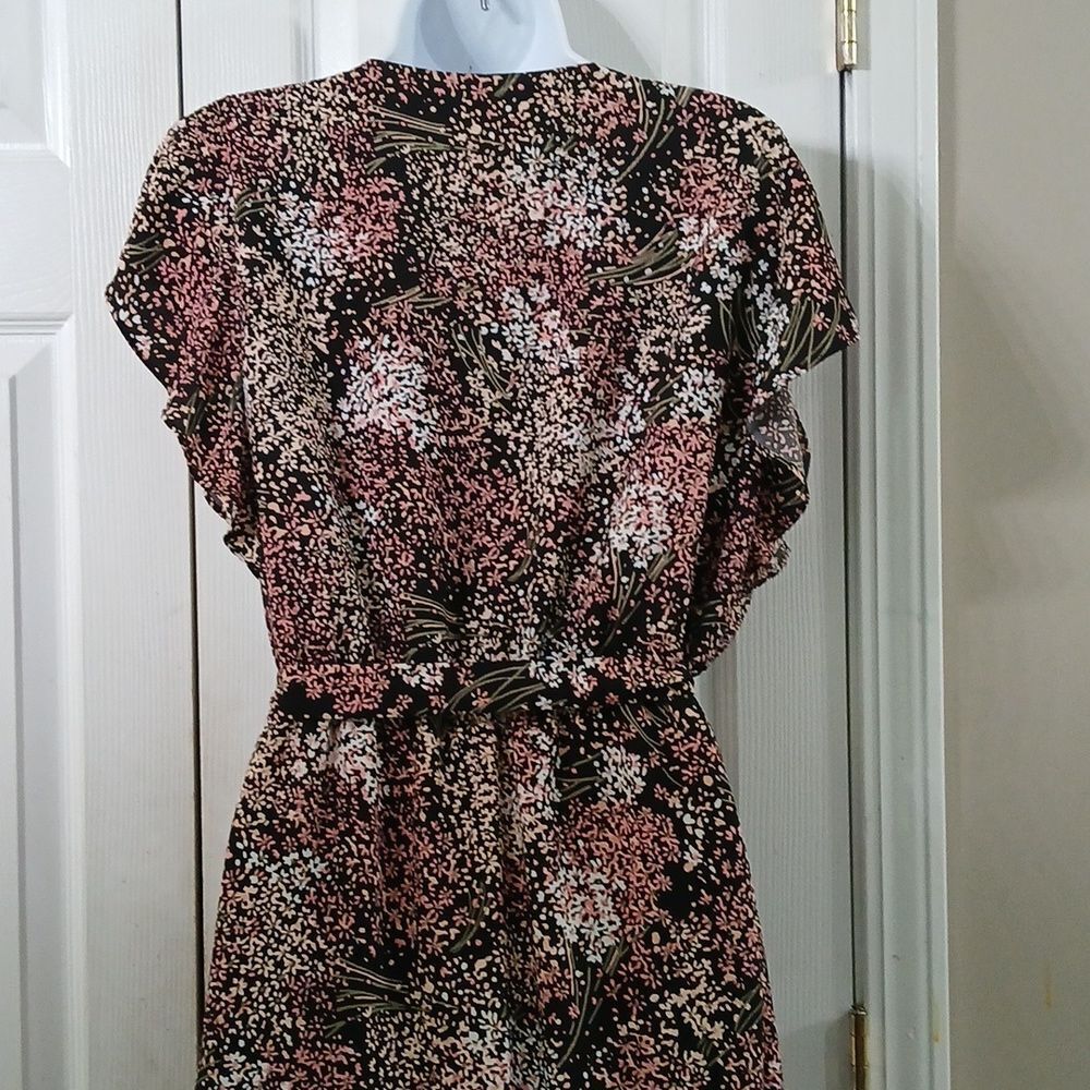 Loft Outlet black pink white cream floral print dress Sz M EUC - Picture 7 of 8